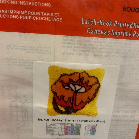 Other - Latch Hook Printed Rug Canvas - Poppy Design